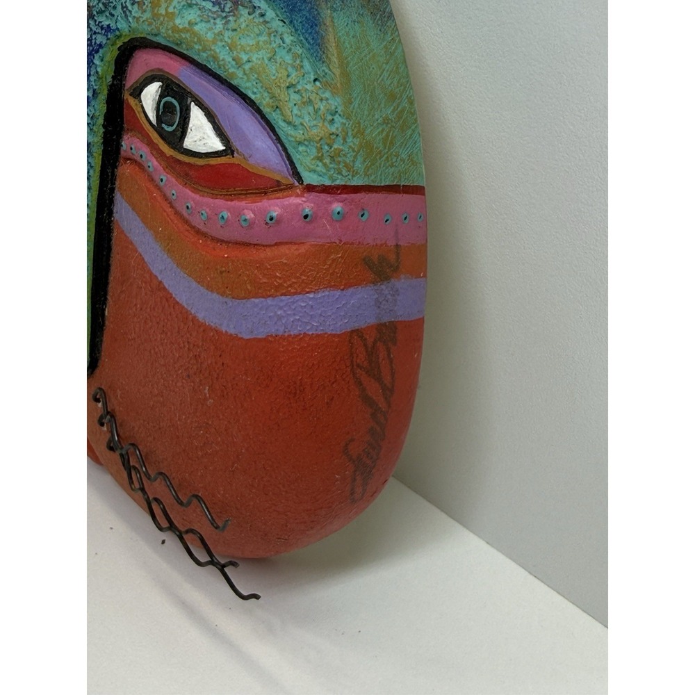 Laurel Burch Caribbean Cat Mask Small 6.5 x 5.25" 1999 Stamped Signed - Picture 2 of 7